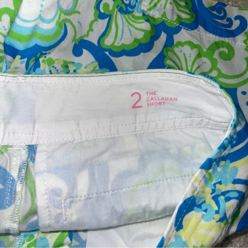 Lilly Pulitzer Shorts Women's Size 2 US White Blue Green 5" Callahan Cotton - Picture 8 of 12